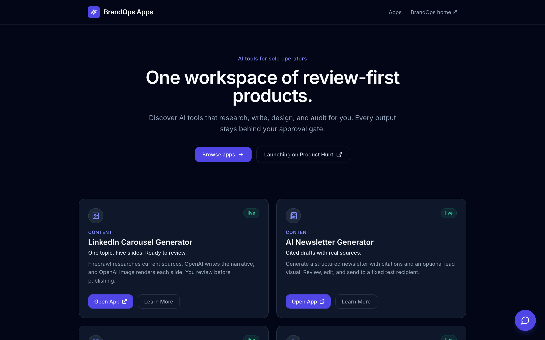BrandOps Apps Marketplace website screenshot
